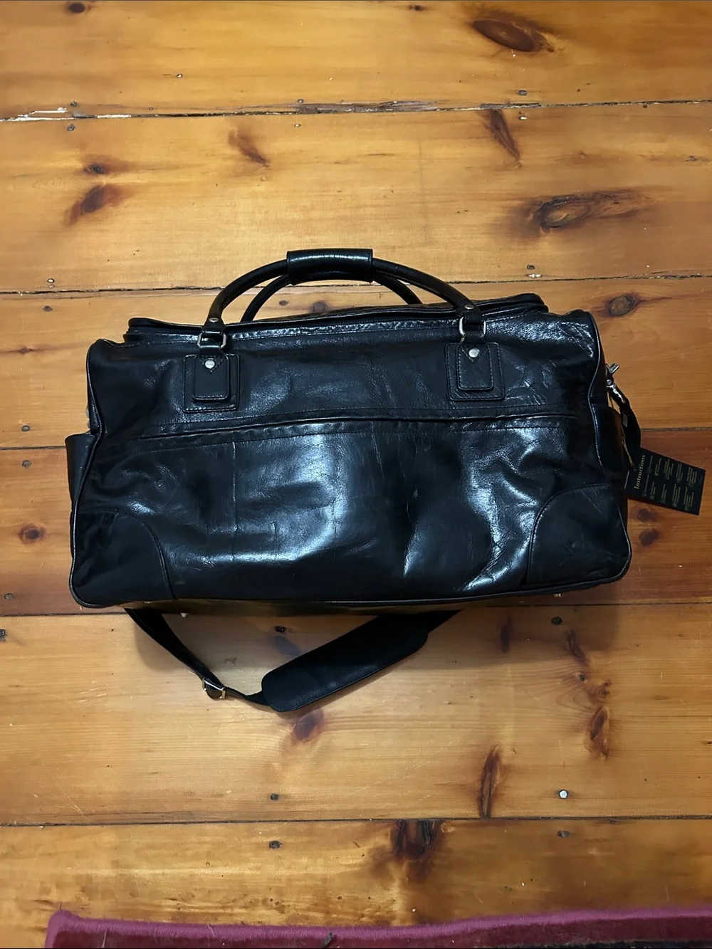 M. London Black Men's high quality Leather Weekender Bag - duffel